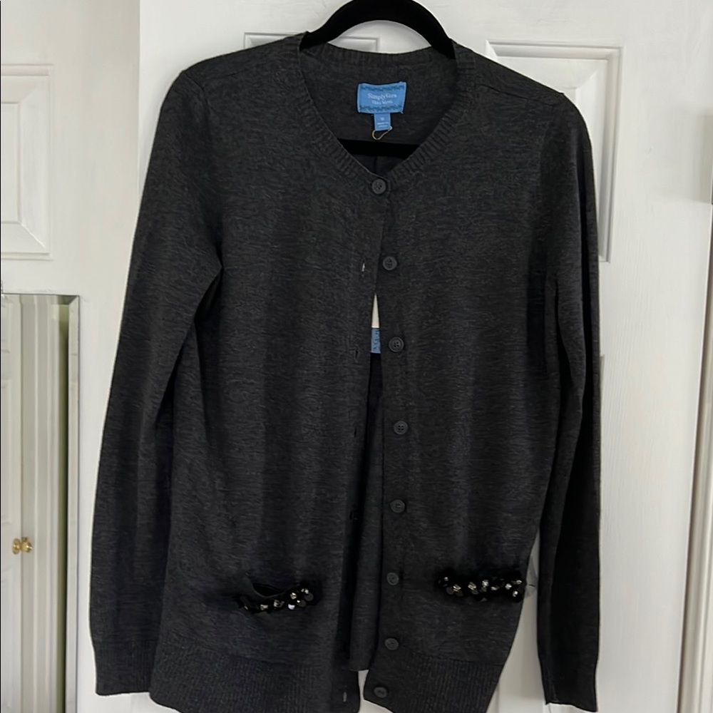 Simply Vera by Vera Wang Black Sweater with Embellishments.New.Tags on.Sz-M